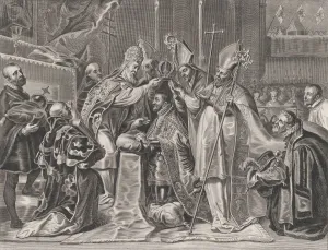 Caspar Prints: Plate 24: Charles V crowned Emperor by the Pope; from Guillielmus Becanuss Serenissimi