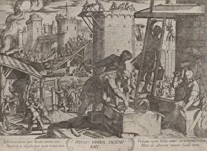 Builders Collection: Plate 24: The Israelites Rebuilding the Walls of Jerusalem, from The Battles... ca