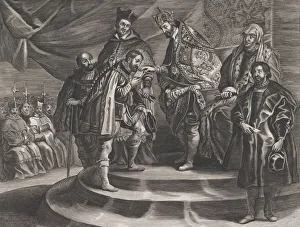 Charles V Of Spain Gallery: Plate 25: Philip crowned King of Spain by his father, Charles V