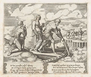 Die Master Of The Collection: Plate 25: Psyche setting off in Charons boat, ignoring the old man at left who request... 1530-60