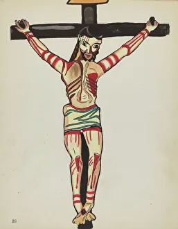 Screenprint Prints: Plate 26: Christ Crucified, Taos: From Portfolio Spanish Colonial Designs of New Mexico