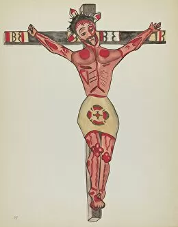 Multi Coloured Collection: Plate 27: Christ Crucified, Mora: From Portfolio 'Spanish Colonial Designs of New Mexico'