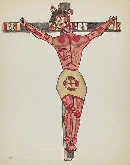 Screenprint Prints: Plate 27: Christ Crucified, Mora: From Portfolio Spanish Colonial Designs of New Mexico