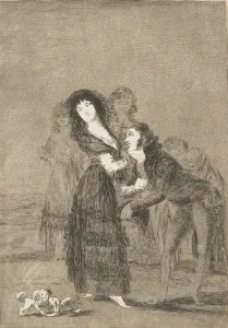 Mantilla Prints: Plate 27 from Los Caprichos : Which of them is the more overcome? (Quien mas rendido