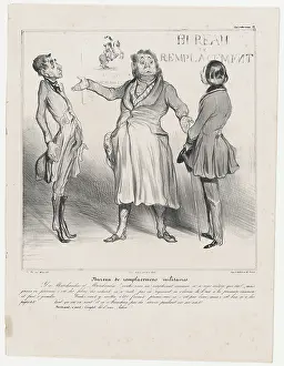 Office Prints: Plate 28: Bureau de remplacemens militaires, 1838. Creator: Honore Daumier
