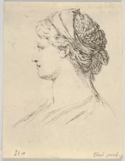 Stefano Collection: Plate 3: head of a woman with braided hair, turned in profile to the right