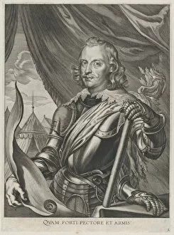 Plate 3: Portrait of Ferdinand Cardinal Infante of Spain, in military armor; from Guilliel..., 1636