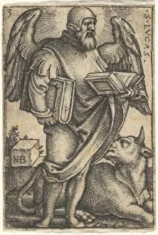 Evangelist Gallery: Plate 3: Saint Luke with his head turned in profile to the right, a book in each hand