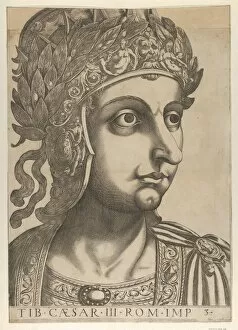 Caesar Collection: Plate 3: Tiberius turned to the right, from The Twelve Caesars, 1610-40. Creator: Anon