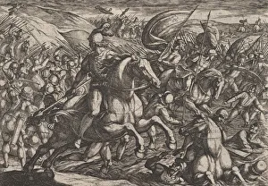 Plate 30: Cerialis Driving the Dutch into the Rhine, from The War of the Romans Against
