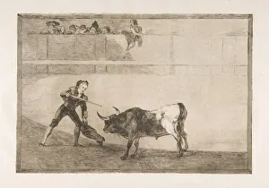 Francisco De Prints: Plate 30 of the Tauromaquia : Pedro Romero killing the halted bull. 1816