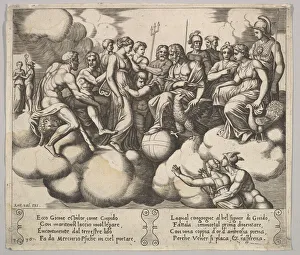 Lucius Platonicus Prints: Plate 30: Venus and Cupid pleading their case in the presence of Jupiter and other Gods