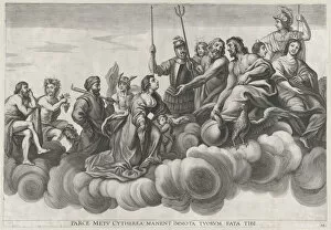 Gods Gallery: Plate 32: Venus asking Jupiter for protection; from Guillielmus Becanuss Serenissimi Pri... 1636