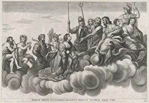 Plate 32: Venus asking Jupiter for protection; from Guillielmus Becanuss Serenissimi Pri... 1636. Creators: Johannes Meursius, Willem van der Beke