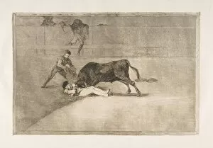 Bullfighter Collection: Plate 33 from the Tauromaquia : The unlucky death of Pepe Illo in the ring at Madrid
