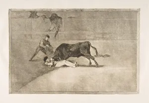 Francisco De Prints: Plate 33 from the Tauromaquia : The unlucky death of Pepe Illo in the ring at Madrid