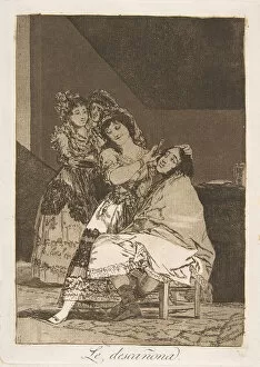 Barber Collection: Plate 35 from Los Caprichos : She fleeces him (Le descanona.), 1799