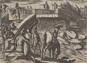 Civilis Gallery: Plate 36: Civilis and Cerialis Meet on a Broken Bridge to Reach an Accord