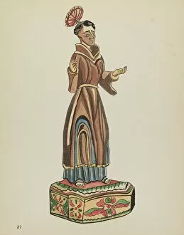 Multi Coloured Collection: Plate 37: St. Anthony Bulto: From Portfolio 'Spanish Colonial Designs of New Mexico, 1934 / 1942