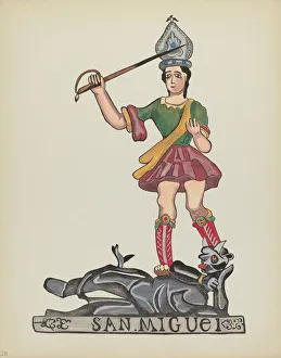 Plate 38: Saint Michael: From Portfolio Spanish Colonial Designs of New Mexico, 1935 / 1942. Creator: Unknown