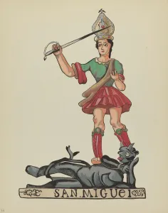 Screenprint Prints: Plate 38: St. Michael: From Portfolio Spanish Colonial Designs of New Mexico