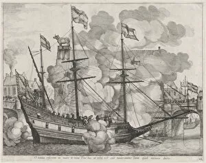 Plate 38: Triumphal ship with the city of Ghent in the background; from Guillielmus Becanu... 1636