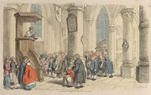 Congregation Gallery: Plate 38, from World in Miniature, 1816. 1816. Creator: Thomas Rowlandson