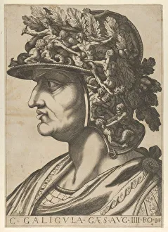 Oak Leaves Prints: Plate 4: Caius in profile facing left, from The Twelve Caesars, 1610-40. Creator: Anon