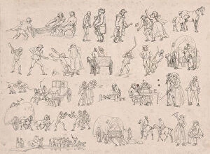Images Dated 30th April 2020: Plate 4, Outlines of Figures, Landscapes and Cattle...for the Use of Learners, Ma