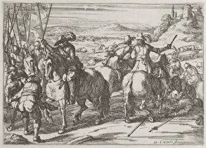 Jacques Courtois Gallery: Plate 4: the rescuing of dead and wounded soldiers, 1635-60. Creator: Jacques Courtois