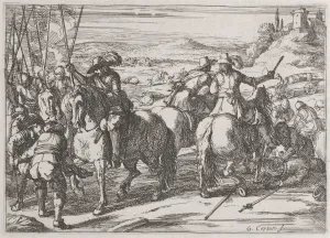 Il Borgognone Prints: Plate 4: the rescuing of dead and wounded soldiers, 1635-60. Creator: Jacques Courtois
