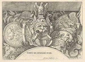 Caravaggio Polidoro Da Gallery: Plate 4: trophies of Roman arms from decorations above the windows on the second floor