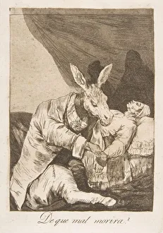 Patient Prints: Plate 40 from Los Caprichos : Of what ill will he die? (De que mal morira?), 1799