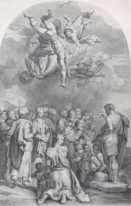 Bartolommeo Prints: Plate 41: Saint John the Baptist preaching to a large crowd and baptizing children