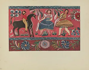 Screenprint Prints: Plate 42: Painted Chest Design: From Portfolio Spanish Colonial Designs of New Mexico