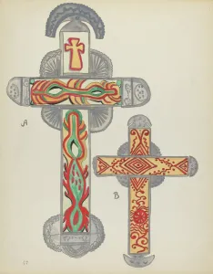 Screenprint Prints: Plate 47: Crosses of Tin: From Portfolio Spanish Colonial Designs of New Mexico