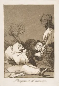 Friars Prints: Plate 47 from Los Caprichos : A gift for the master (Obsequio ael maestro), 1799