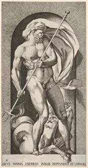 Plate 5: Neptune standing in a niche holding a trident, with a hippocampus (sea-horse