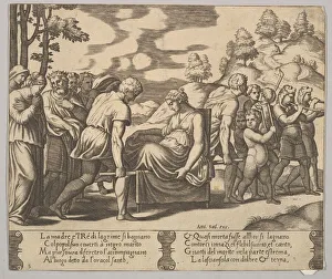 Die Master Of The Collection: Plate 5: Psyche carried on a litter to a mountain, from The Fable of Psyche, 1530-60