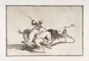 Bullfighter Collection: Plate 5 from The Tauromaquia : The spirited Moor Gazul is the first to spear bulls