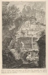 Piranesi Prints: Plate 6: Ruins of an ancient tomb in front of ruins of an ancient aqueduct