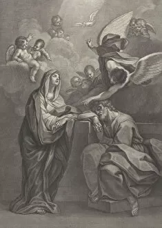 Inspiration Collection: Plate 6: Saint Josephs dream, with the Virgin Mary at left