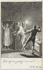 Plate 6 for Thomas Smollett's The Adventures of Peregrine Pickle, 1785. Creator: Daniel Nikolaus Chodowiecki