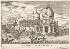 Carlevarijs Collection: Plate 61: View of the customs house (Dogana da Mar) at the confluence of the Grand Canal