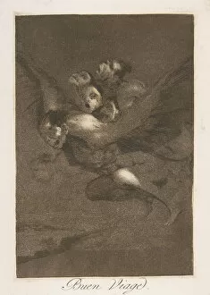 Horrible Gallery: Plate 64 from Los Caprichos : Bon voyage (Buen Viage.), 1799. Creator: Francisco Goya
