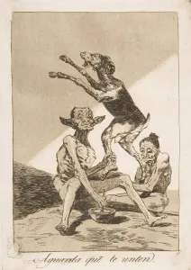 Foolish Prints: Plate 67 from Los Caprichos : Wait till you ve been anointed (Aguarda que te unten