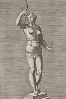 Artemis Collection: Plate 7: Diana; statue of the nude goddess standing on a socle