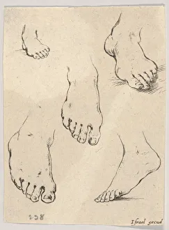 Della Bella Prints: Plate 7: Five feet, from The Book for Learning to Draw (Livre pour apprendre à