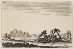 Plate 7: Two noblemen seated in center, seen from behind Plate 7: Two noblemen seated in center, seen from behind