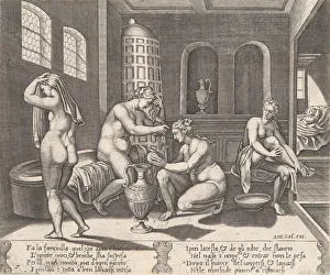 Agostino Prints: Plate 7: Psyche attended in her bath, from the Story of Cupid and Psyche as told by Apu
